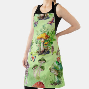 Delantal Whimsical Watercolor Mushroom Garden