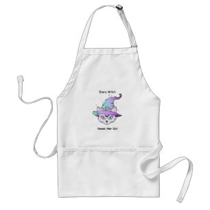 Delantal Whimsical Witch Cat