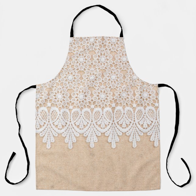 Delantal White Ornamental Lace over fabric design (Anverso)