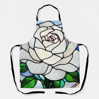 Delantal White Rose Stained Glass