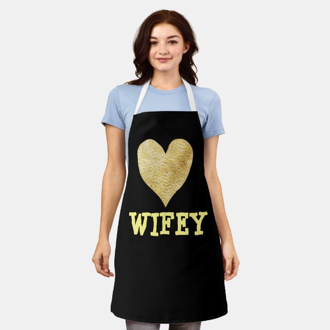 Delantal WIFE COCINA WIFEY purpurina de oro APRONS (Gastado)