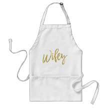 Wifey Faux Relieve metalizado dorado Apron Boda Gi