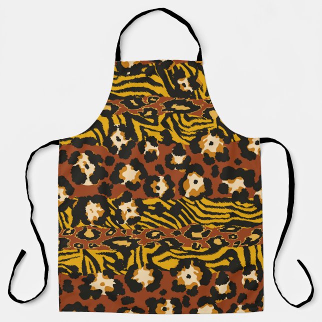 Delantal Wild animal leopard and tiger skins patchwork abst (Anverso)