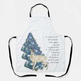 Delantal Wild Deer Footprints in Snow – Winter Nature Art