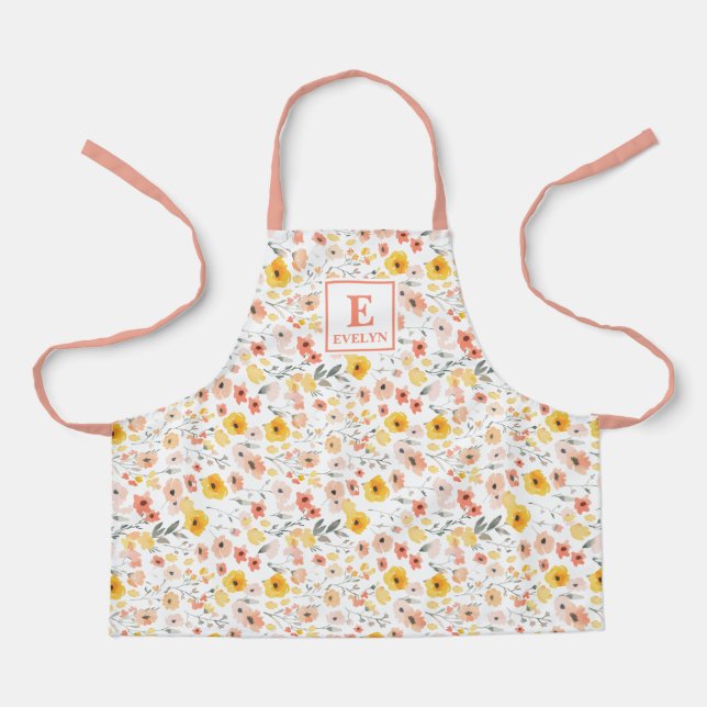 Delantal Wildflower monogram floral Apron (Anverso)