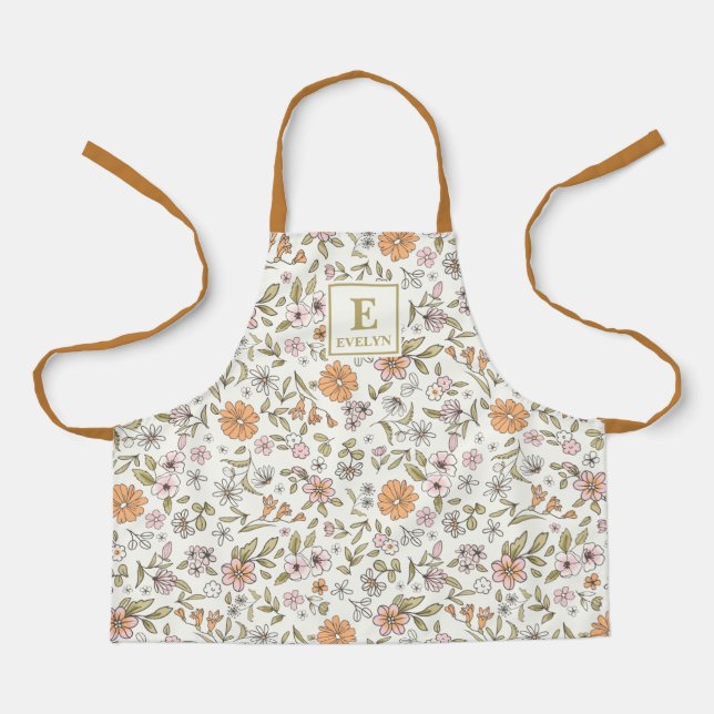 Delantal Wildflower monogram floral Apron (Anverso)