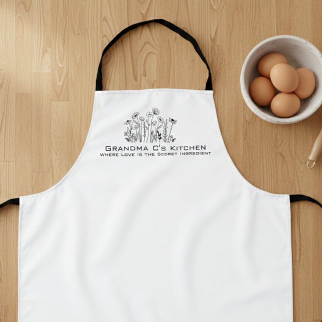 Delantal Wildflower Sketch Grandma Kitchen (Wildflower sketch Grandma kitchen apron)