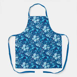 Delantal William Morris Iris y Lily, Indigo Azul y Blanco