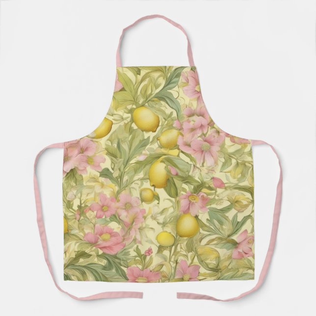 Delantal William Morris Lemon y Floral (Anverso)