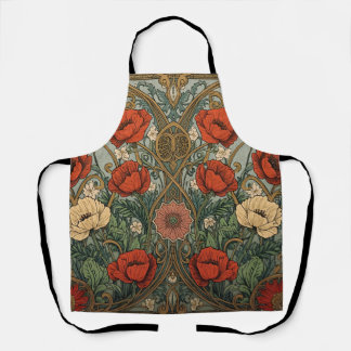 Delantal William Morris Poppies Floral Art Nouveau Pattern