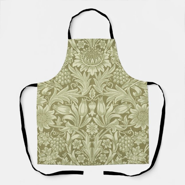 Delantal William Morris Sunflower Green Flower (Anverso)