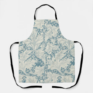 Delantal William Morris Wallflower damasco azul floral
