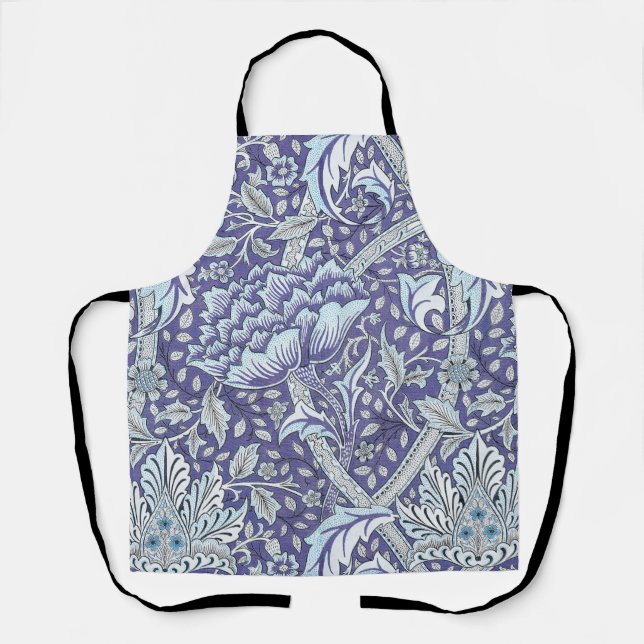Delantal William Morris Windrush patrón floral azul (Anverso)