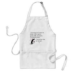 Delantal Wine for Dinner Funny Wine Cita con gato