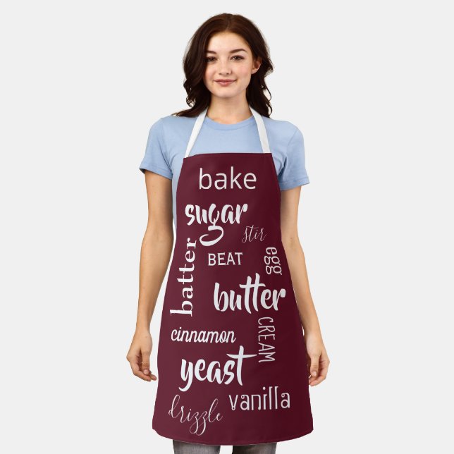 Delantal Wine Red Baking Words Apron (Gastado)