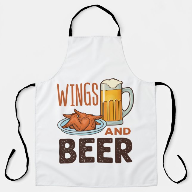 Delantal Wings and Beer Chicken Wings Drinking (Anverso)