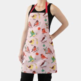 Delantal Winter Christmas Birds Mom Apron