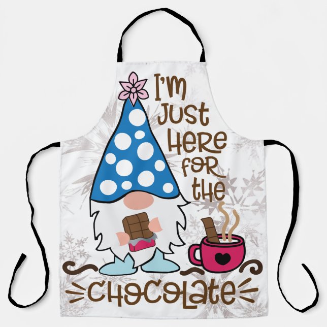 Delantal Winter Gnome I'm Just Here For The Chocolate (Anverso)