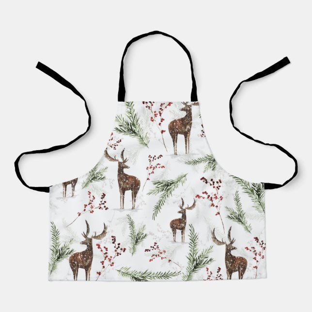 Delantal Winter Pattern Deer And Fir Needles (Anverso)