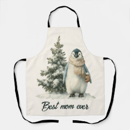 Delantal Winter Penguin “Best Mom Ever” Design