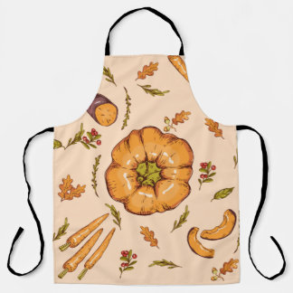Delantal Winter Squash, Assorted Vegetables,pumpkin pattern