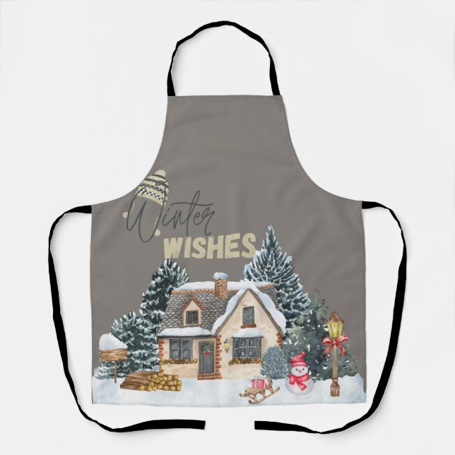 Delantal Winter Wishes Christmas Gift For Home Decor Apron (Anverso)