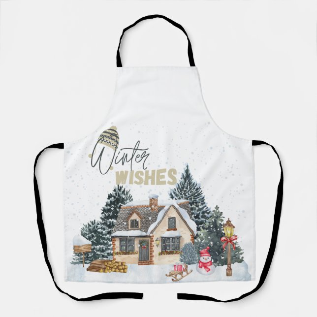 Delantal Winter Wishes Christmas Gift For Home Decor Apron (Anverso)