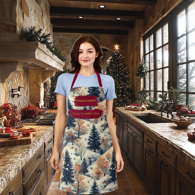Delantal Winter Wonderland con Paisaje Snowy Pine (Subido por el creador)