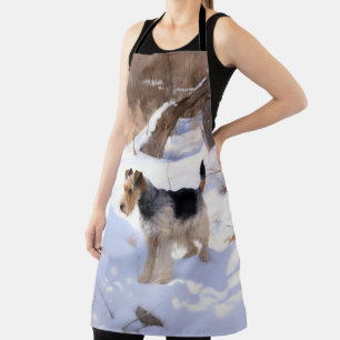 Delantal Wire Fox Terrier Deja Que Nieva Navidades