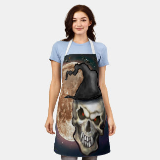 Delantal Witchen Skull Halloween Apron