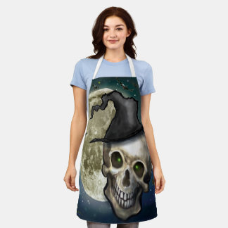 Delantal Witchen Skull Halloween Apron