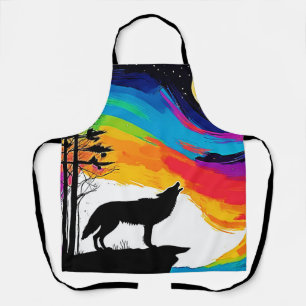 Delantal Wolf Moon Howl Art