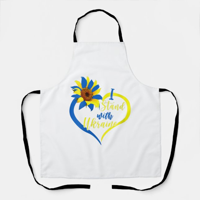 Delantal Womens Love Heart Ukraine Sunflower Ukrainian I St (Anverso)
