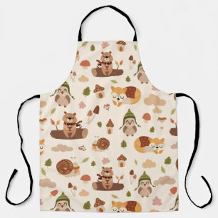 Delantal Woodland Fall Animals Light Otumn Fox Deer Owl Ra