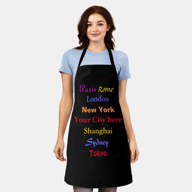 Delantal World Cities and Your City All-Over Print Apron (Gastado)