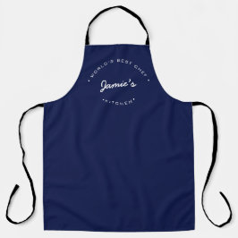Delantal World's Best Chef Modern Navy blue Personalized 