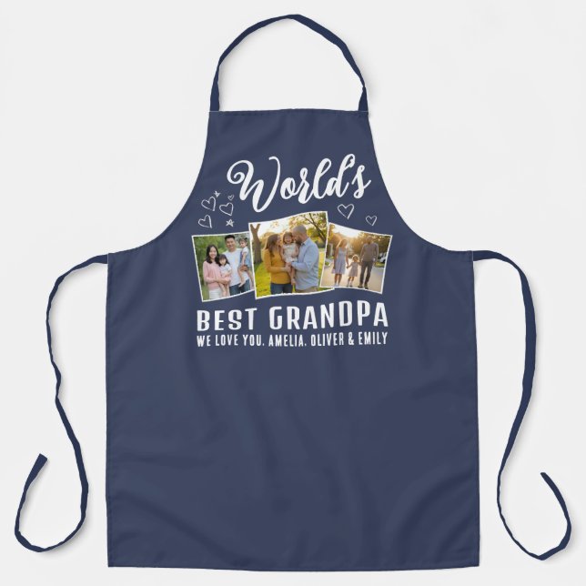 Delantal World's Best Grandpa Custom 3 Photo Collage (Anverso)