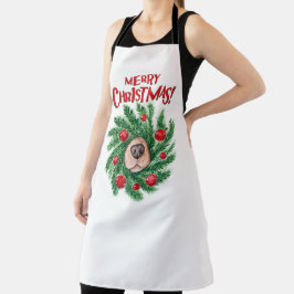 Delantal Wreath Navidades de la nariz del perro