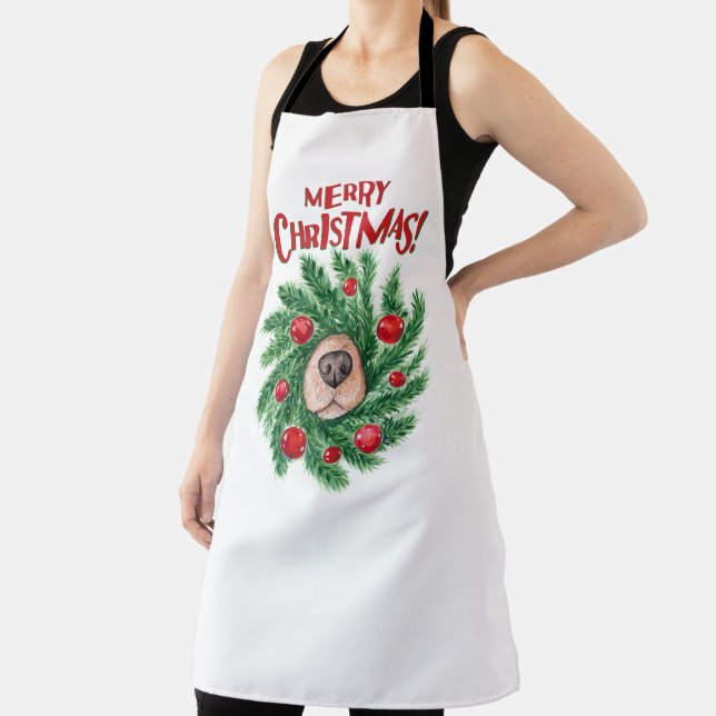 Delantal Wreath Navidades de la nariz del perro (in situ)