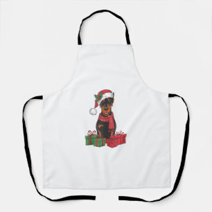 Delantal Xmas Encendiendo Santa Hat Doberman Perro Navidade