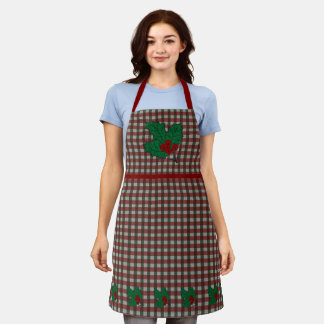 Delantal Xmas Gingham de los años 1940