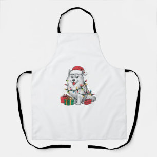 Delantal Xmas Iluminando Santa Hat American Eskimo Dog Chri