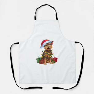 Delantal Xmas iluminando Santa Hat Chino Creste Perro Crist
