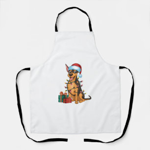 Delantal Xmas Iluminando Santa Hat German Pinscher Perro Cr