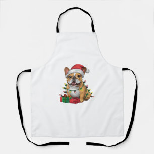 Delantal Xmas Iluminando Santa Hat Navidades de Bulldog en