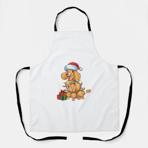 Delantal Xmas Iluminando Santa Hat Poodle Perro Navidades _