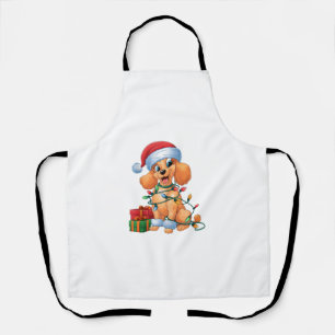 Delantal Xmas Iluminando Santa Hat Toy Poodle Navidades de 
