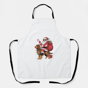 Delantal Xmas Iluminando Santa Riding English Setter Dog Ch