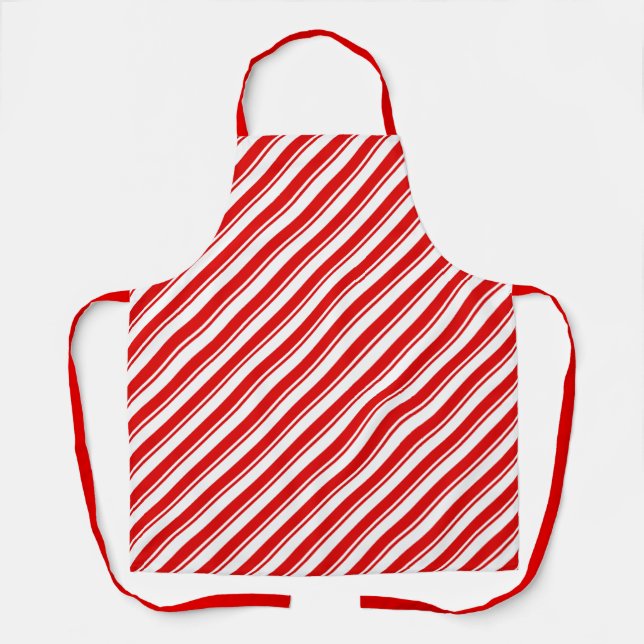 Delantal Xmas Peppermint Candy Stripe Rojo Festividad Blanc (Anverso)