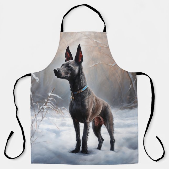 Delantal Xoloitzcuintli Deja que nieve Navidad (Anverso)